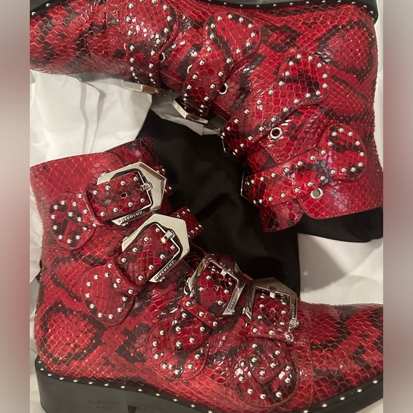Givenchy red python studded ankle boots size 36 - Picture 6 of 11
